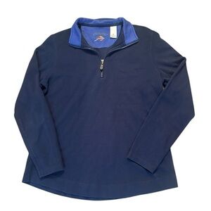 Orvis Pima Cotton 3/4 Zip Long Sleeve Pullover - Mens Size Medium - Navy Blue